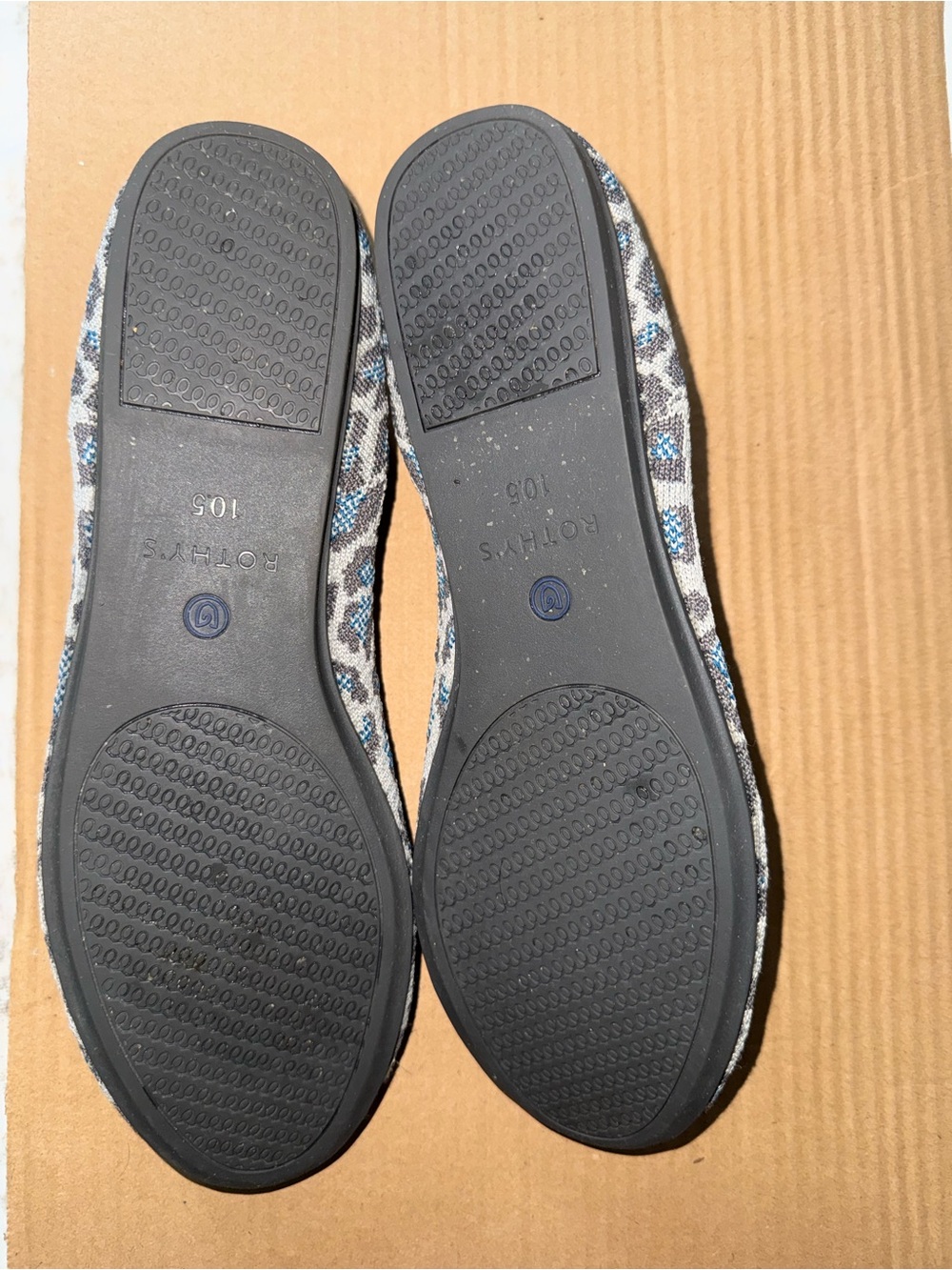 Rothy's Gray and Blue Leopard Print Slip-On Flats - Picture 5 of 5